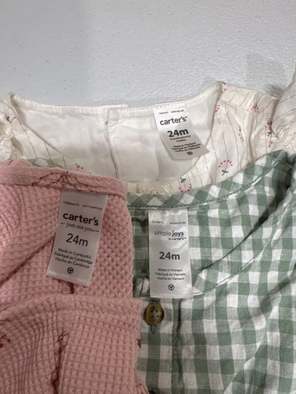 Carters baby girl bodysuits floral plaid size 24 Months lot bundle